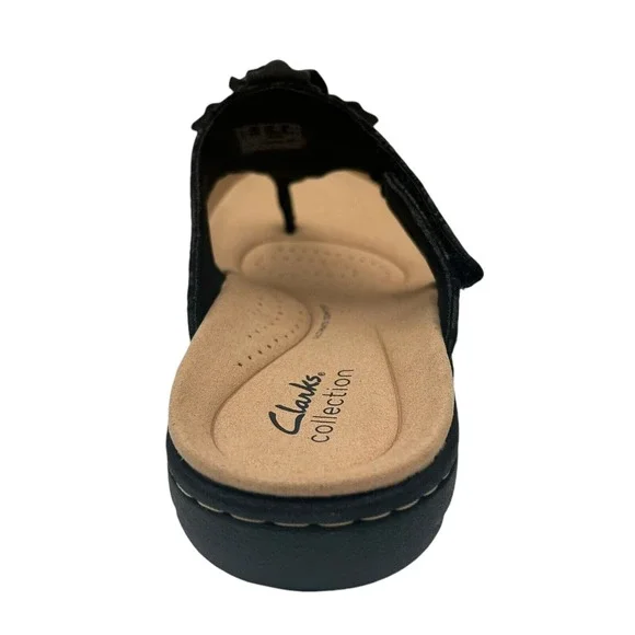Clarks Women's Laurieann Gema Leather Thong Sandal Size 7 Black Arch Support - Picture 11 of 14